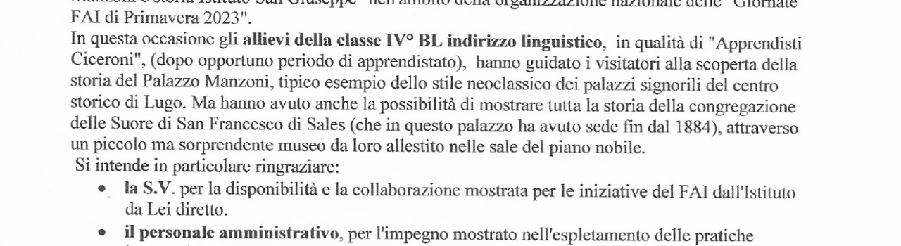 lettera di ringraziamento